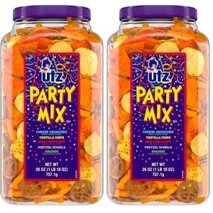 Utz Party Mix – 26 Ounce Barrel – Tasty Snack Mix Includes Corn/Nacho Tortillas, Pretzels, BBQ Corn Chips and Cheese Curls, Easy and Quick Party Snacks, Cholesterol Free and Trans-Fat Free(26 Ounce (Pack of 2))