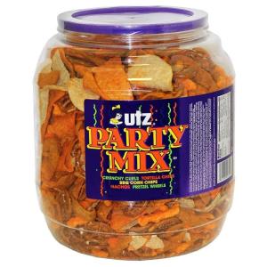 Utz Party Mix – 26 Ounce Barrel – Tasty Snack Mix Includes Corn/Nacho Tortillas, Pretzels, BBQ Corn Chips and Cheese Curls, Easy and Quick Party Snacks, Cholesterol Free and Trans-Fat Free(43 Ounce (Pack of 1))