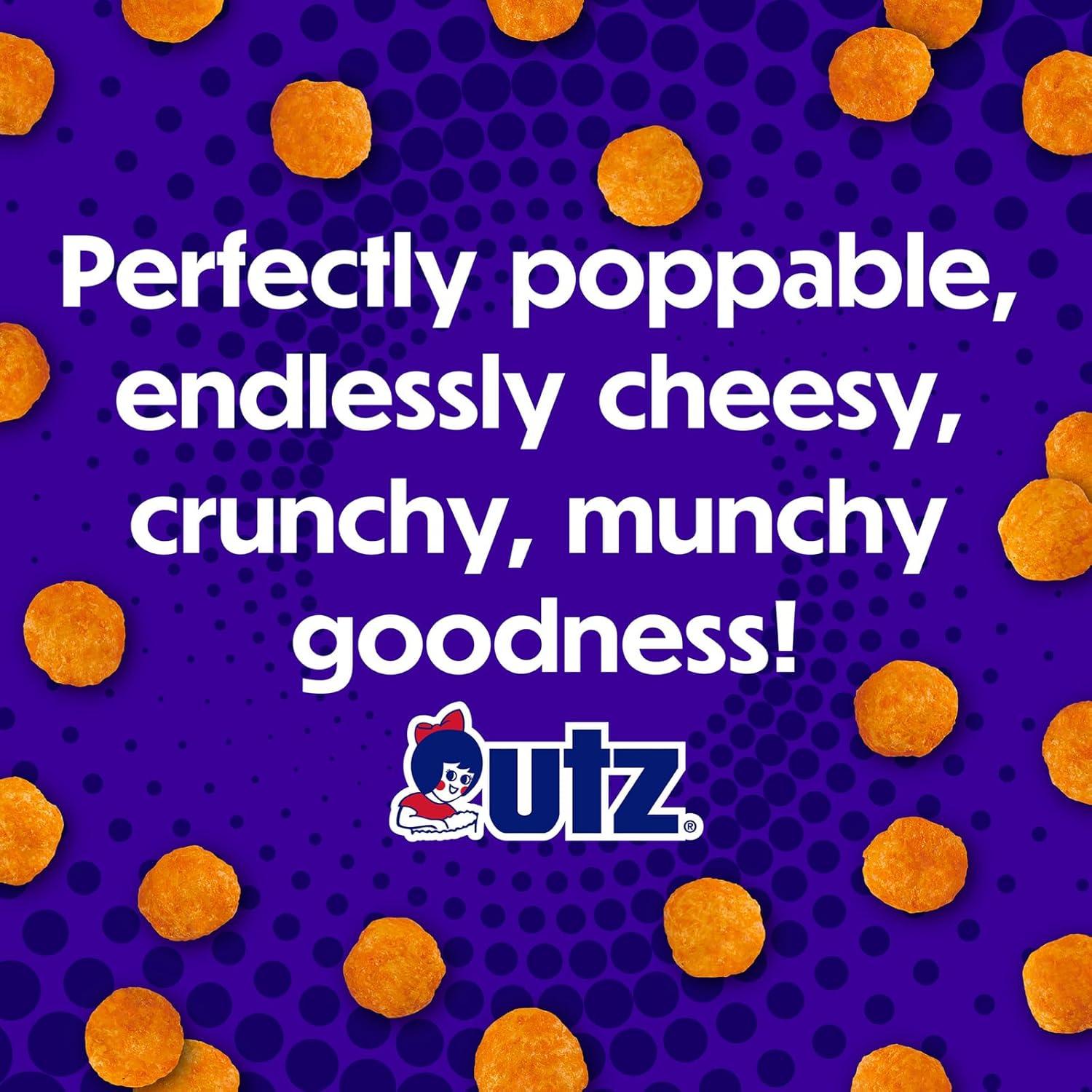 image:imageUtz Cheese Balls Barrel Tasty Snack Baked with Real Cheddar Cheese Delightfully Poppable Party Snack Gluten Cholesterol and TransFat Free Kosher Certified 365 Oz365 Ounce Pack of 2
