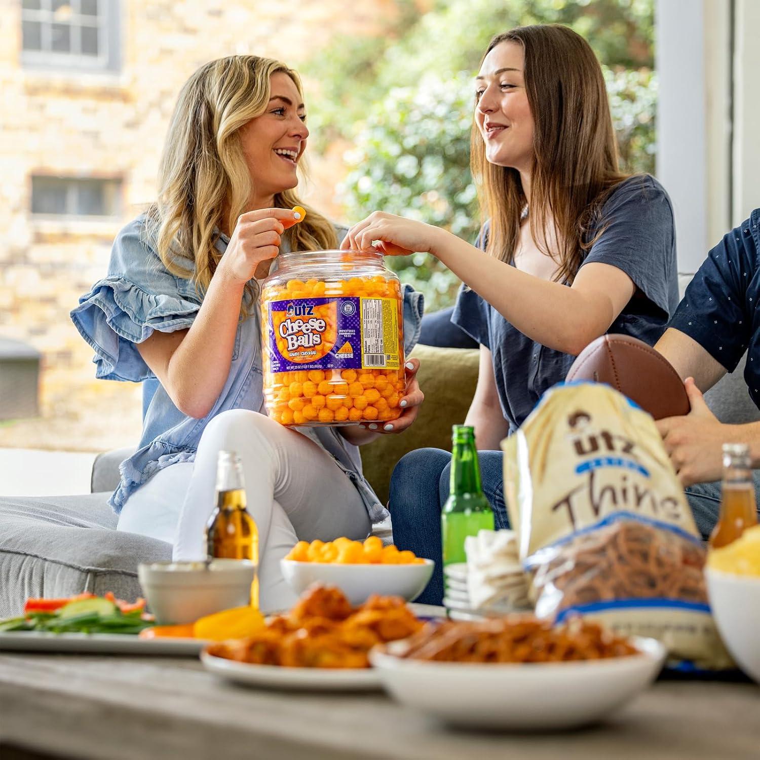 image:imageUtz Cheese Balls Barrel Tasty Snack Baked with Real Cheddar Cheese Delightfully Poppable Party Snack Gluten Cholesterol and TransFat Free Kosher Certified 365 Oz365 Ounce Pack of 2