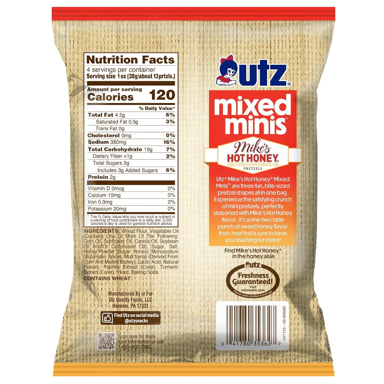 image:imageUtz Mixed Minis Pretzels Mikes Hot Honey 4 oz Pack of 6Hot Honey