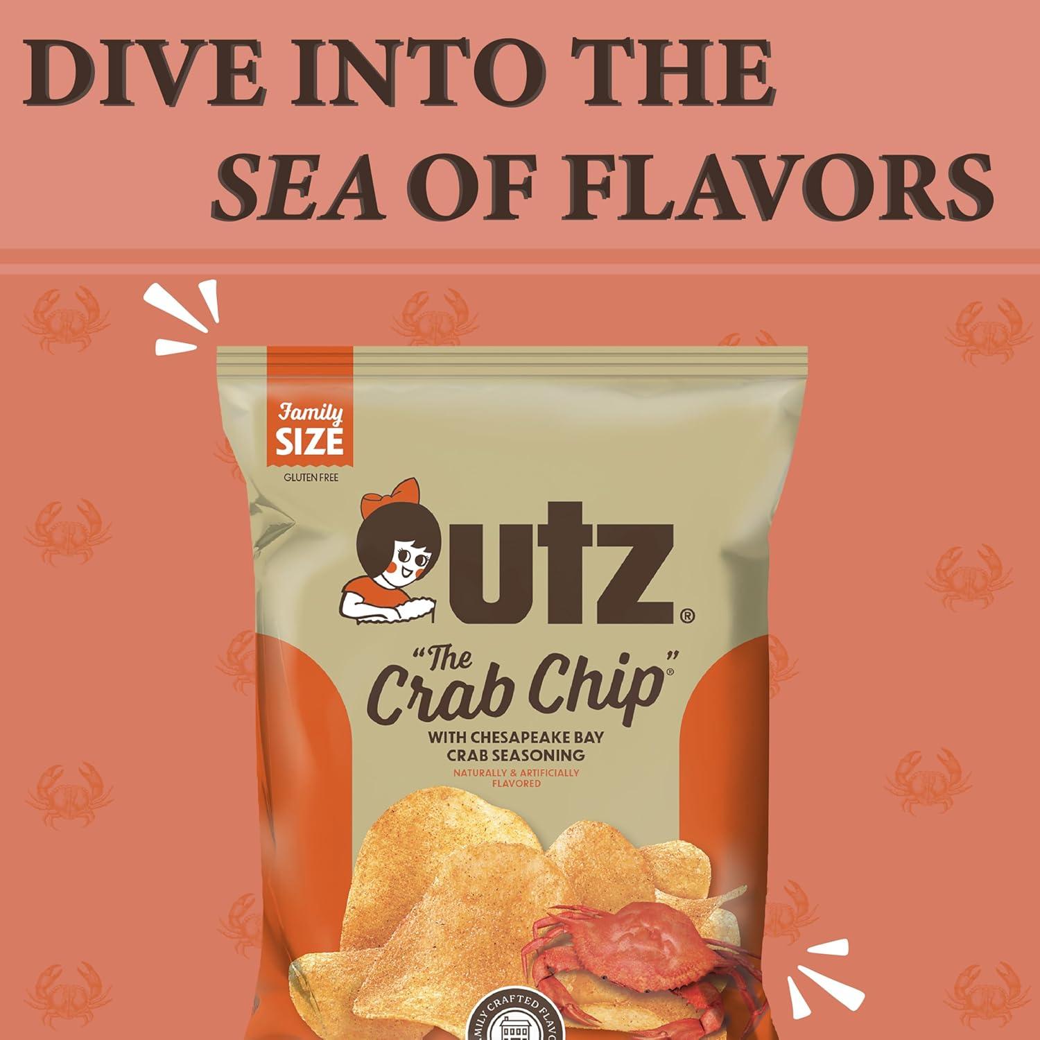 image:imageUtz Ripples Original Crispy Chips Made from Fresh Potatoes 42 Count Crunchy Individual Snacks to Go Gluten Free Snacks brand is Utz variation theme is Flavor that is Ripples Original Size that is 42 Count Pack of 1Crab