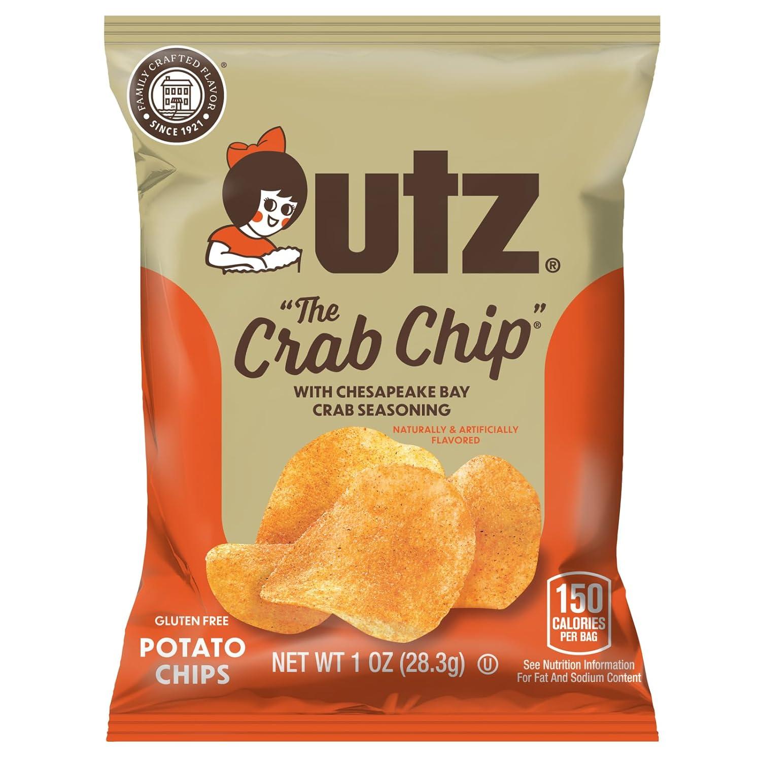 image:imageUtz Ripples Original Crispy Chips Made from Fresh Potatoes 42 Count Crunchy Individual Snacks to Go Gluten Free Snacks brand is Utz variation theme is Flavor that is Ripples Original Size that is 42 Count Pack of 1Crab