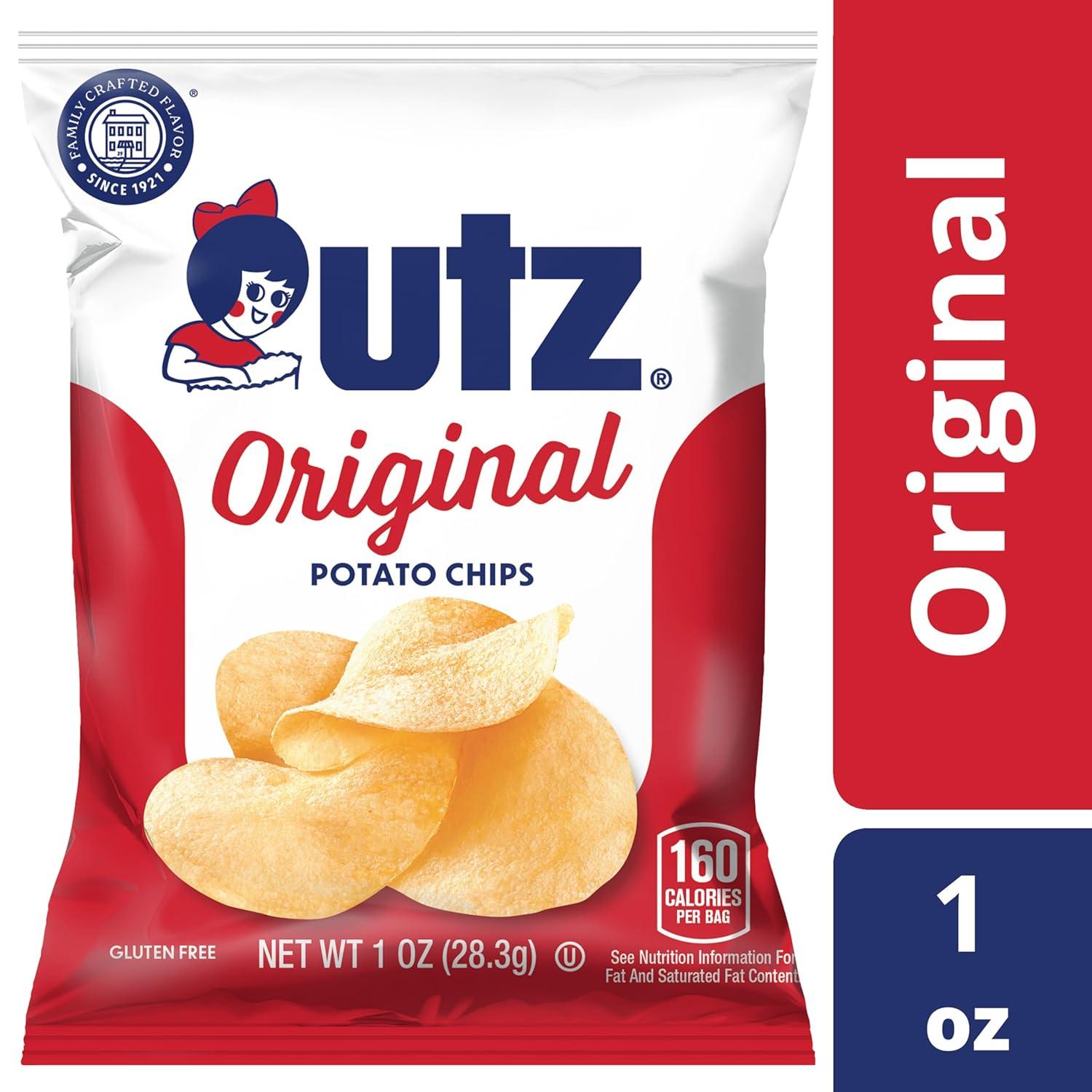 image:imageUtz Ripples Original Crispy Chips Made from Fresh Potatoes 42 Count Crunchy Individual Snacks to Go Gluten Free Snacks brand is Utz variation theme is Flavor that is Ripples Original Size that is 42 Count Pack of 1Original