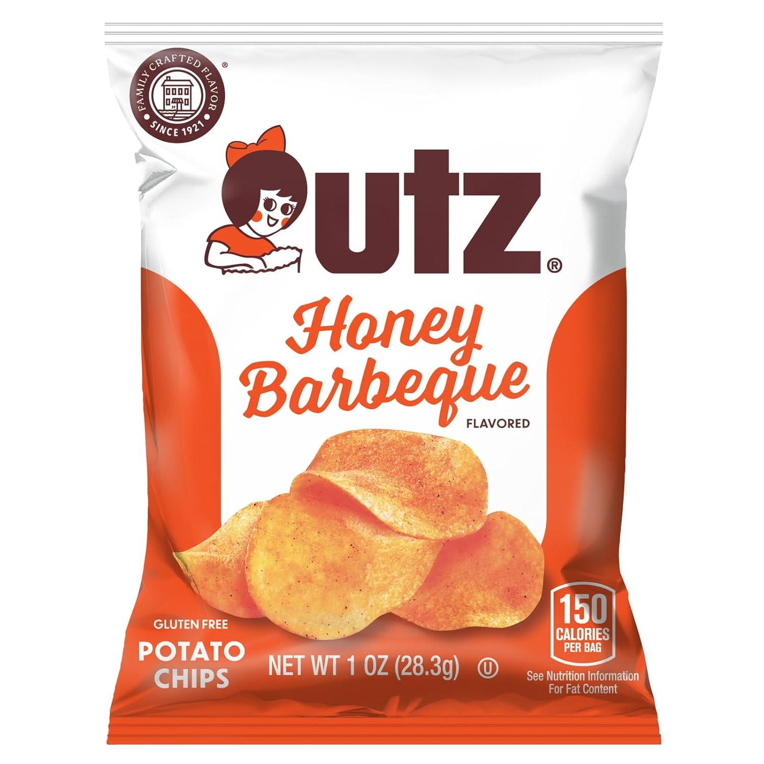 image:imageUtz Ripples Original Crispy Chips Made from Fresh Potatoes 42 Count Crunchy Individual Snacks to Go Gluten Free Snacks brand is Utz variation theme is Flavor that is Ripples Original Size that is 42 Count Pack of 1Honey Barbecue