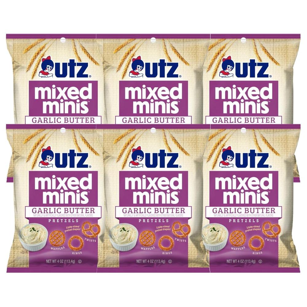 image:imageUtz Mixed Minis Pretzels Mikes Hot Honey 4 oz Pack of 6Garlic Butter