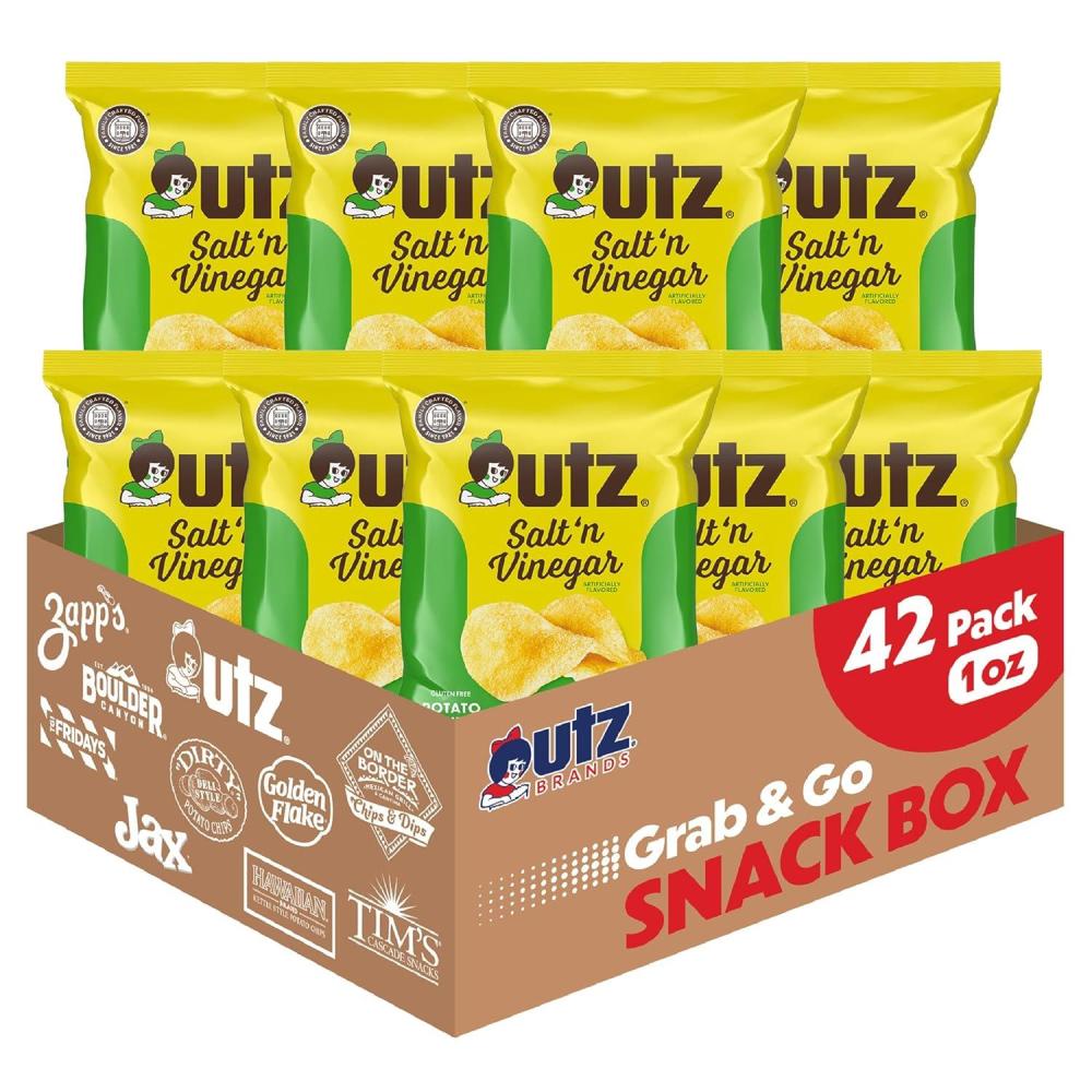 image:imageUtz Ripples Original Crispy Chips Made from Fresh Potatoes 42 Count Crunchy Individual Snacks to Go Gluten Free Snacks brand is Utz variation theme is Flavor that is Ripples Original Size that is 42 Count Pack of 1Salt  Vinegar