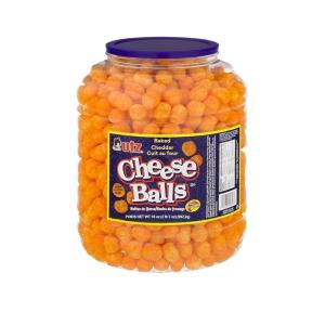 Utz Cheese Balls Barrel, Tasty Snack Baked with Real Cheddar Cheese, Delightfully Poppable Party Snack, Gluten, Cholesterol and Trans-Fat Free, Kosher Certified, 36.5 Oz(35 Ounce (Pack of 2))