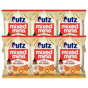 Utz Mixed Minis Pretzels, Mike’s Hot Honey 4 oz. (Pack of 6)(Hot Honey)