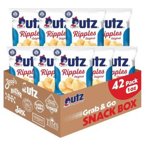 Utz Ripples Original Crispy Chips Made from Fresh Potatoes, 42 Count, Crunchy Individual Snacks to Go, Gluten Free Snacks, brand is Utz, variation theme is Flavor that is Ripples Original, Size that is 42 Count (Pack of 1).(Ripples Original)
