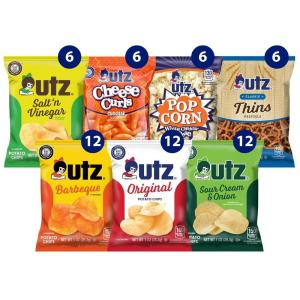 Utz Variety Pack of 60 Individual Potato Chip, Cheese Curl, Popcorn & Pretzel Snacks for On-the-Go(Jumbo Variety Pack)