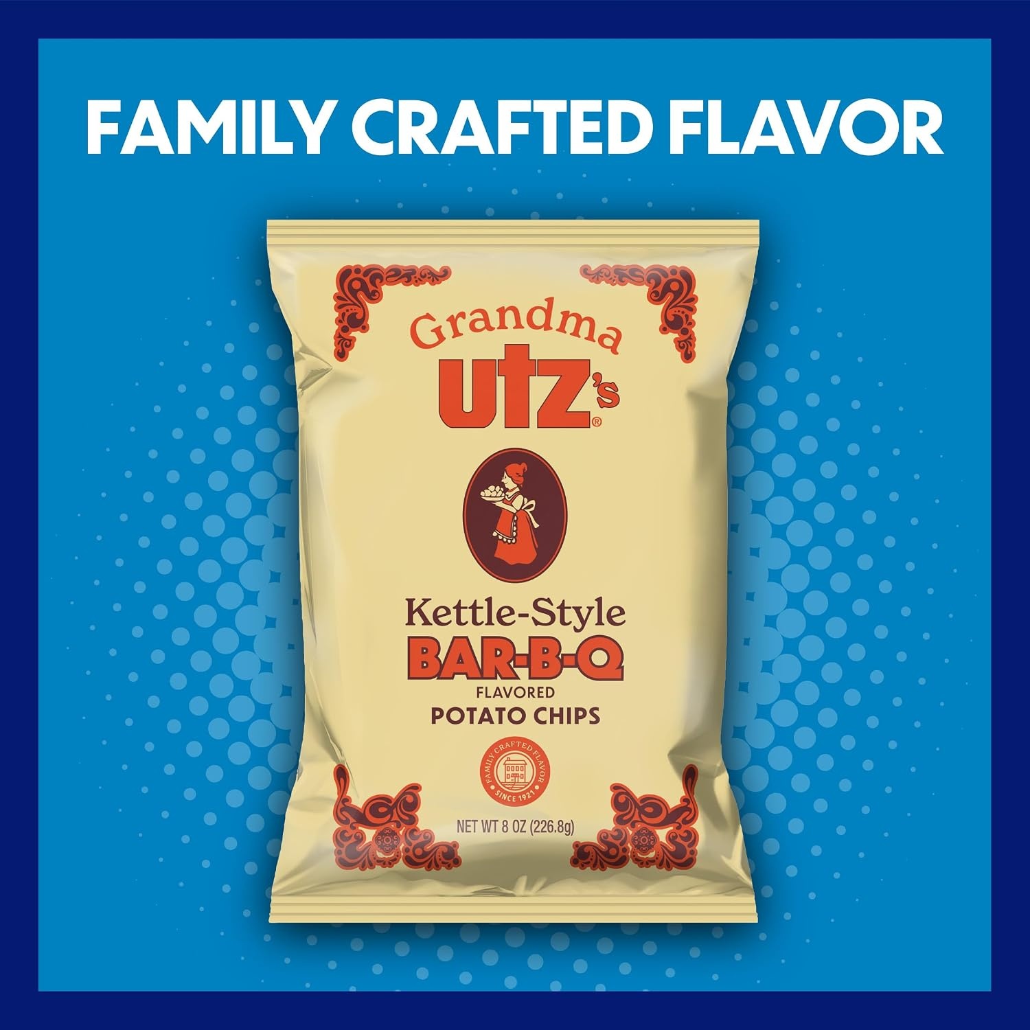 image:imageUtz Grandma Utz KettleStyle Potato Chips Original 8oz Bags 10 Count Case Pack OldFashioned Potato Chips Cooked in Lard for Classic Flavor amp CrunchBarbecue