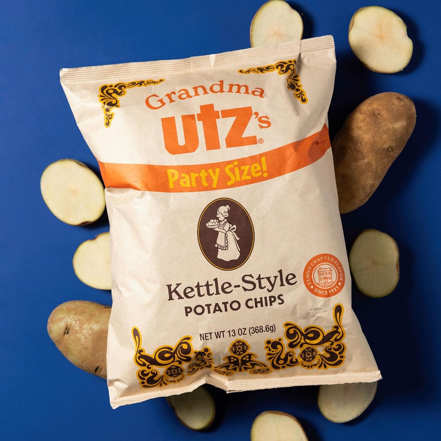 image:imageUtz Grandma Utz KettleStyle Potato Chips Original 8oz Bags 10 Count Case Pack OldFashioned Potato Chips Cooked in Lard for Classic Flavor amp CrunchClassic