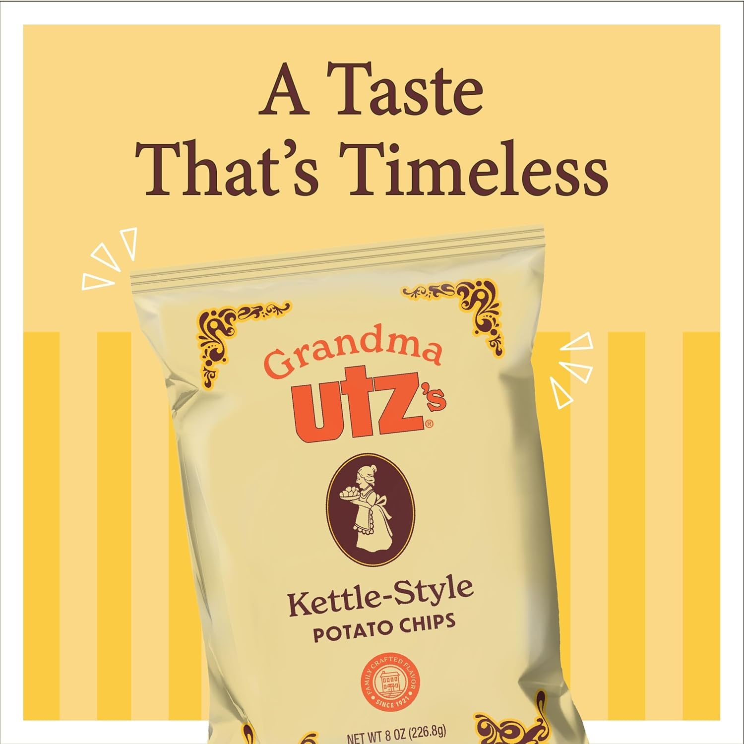 image:imageUtz Grandma Utz KettleStyle Potato Chips Original 8oz Bags 10 Count Case Pack OldFashioned Potato Chips Cooked in Lard for Classic Flavor amp CrunchClassic