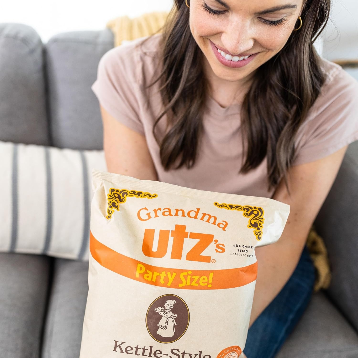 image:imageUtz Grandma Utz KettleStyle Potato Chips Original 8oz Bags 10 Count Case Pack OldFashioned Potato Chips Cooked in Lard for Classic Flavor amp CrunchClassic