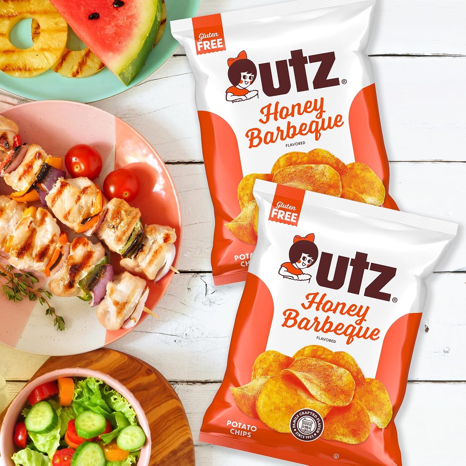 image:imageUtz Honey BBQ Potato Chips 275 oz Bags 14 Count Sweet and Smoky Flavor with Signature Crunch Snack Pack for Lunches Parties and Road Trips