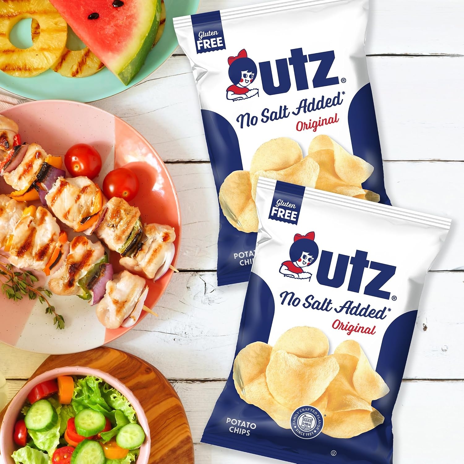 image:imageUtz No Salt Added Potato Chips 275 oz Bags 14 Count Classic Crunch with Simple Fresh Potato Flavor Snack Pack for Lunches Road Trips and Everyday Snacking