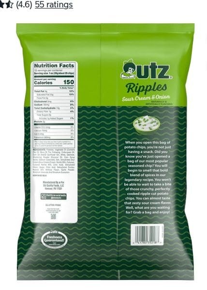 image:imageUtz Ripples Sour Cream and Onion Chips 15 oz 1 Bag