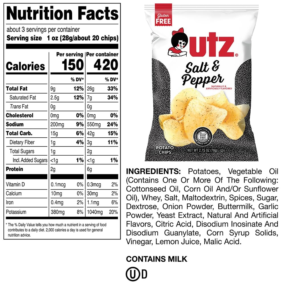 image:imageUtz Salt amp Pepper Potato Chips 275 oz Bags 14 Count Classic Sharp and Savory Flavor with Signature Crunch Snack Pack for Lunches and Everyday Cravings
