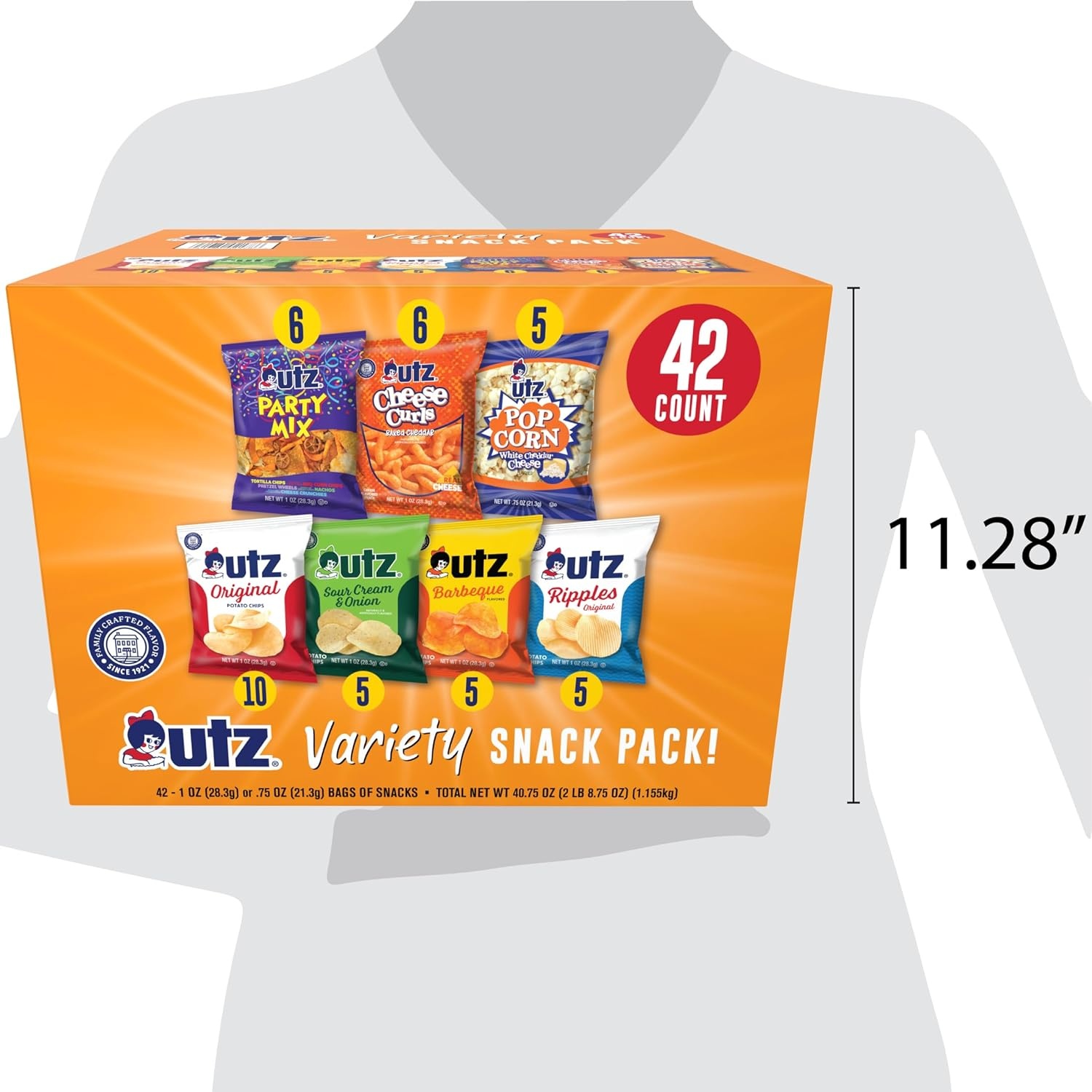 image:imageUtz Snack Variety Pack Individual Snacks Includes Potato Chips Cheese Curls Popcorn and Party Mix Crunchy Travel Snacks for Lunches Vending Machines and Enjoying on the Go Pack of 42