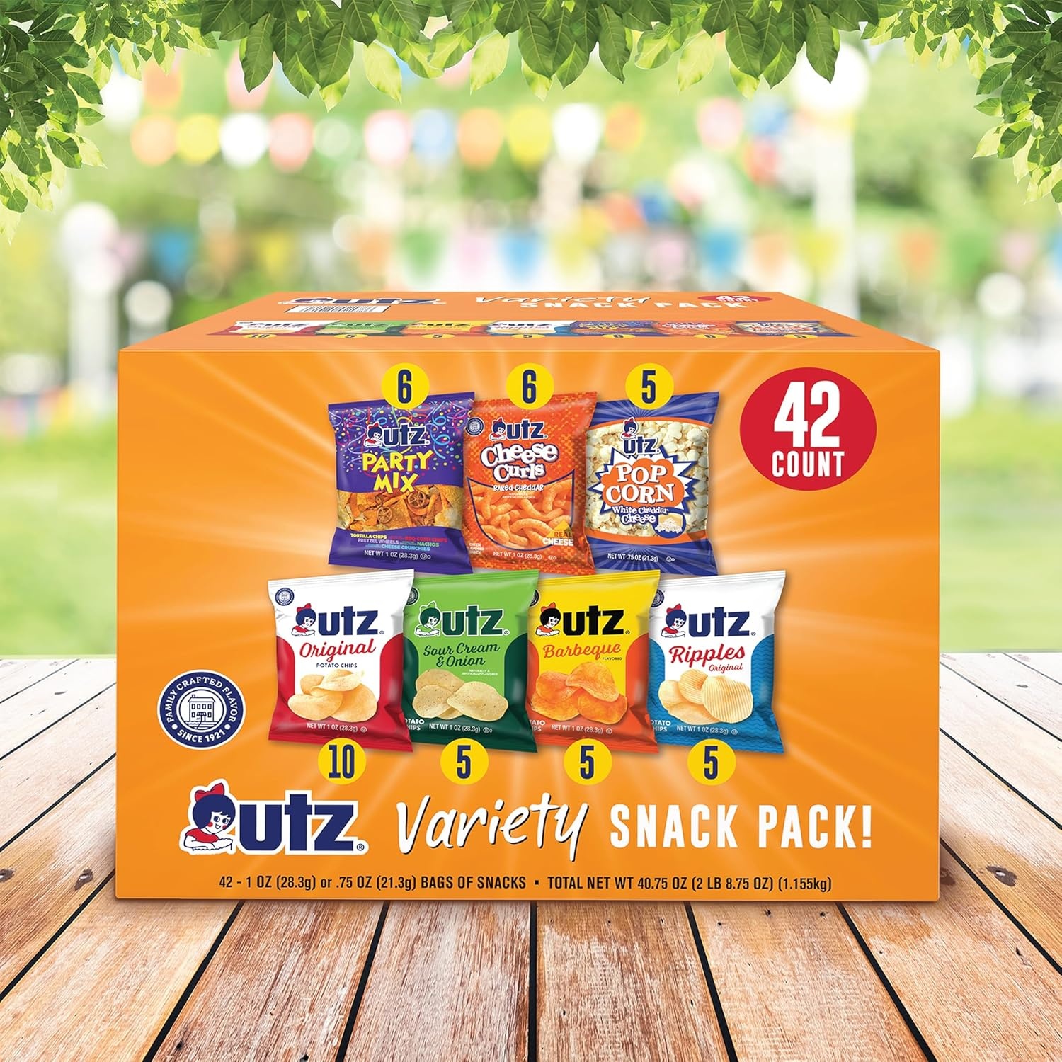 image:imageUtz Snack Variety Pack Individual Snacks Includes Potato Chips Cheese Curls Popcorn and Party Mix Crunchy Travel Snacks for Lunches Vending Machines and Enjoying on the Go Pack of 42