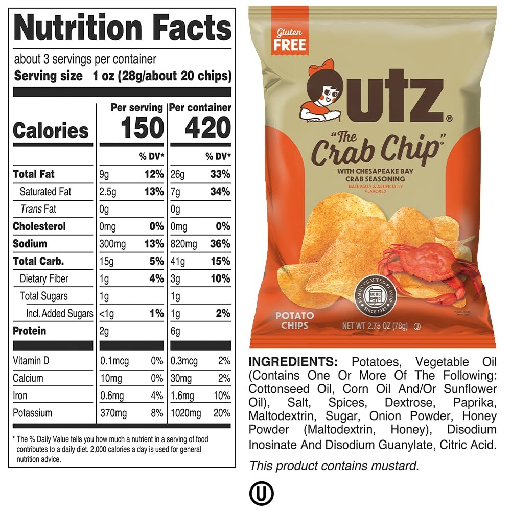 image:imageUtz The Crab Chip Potato Chips 275 oz Bags 14 Count Chesapeake BayInspired Seasoning with Signature Crunch Snack Pack for Lunches Parties and Everyday Snacking