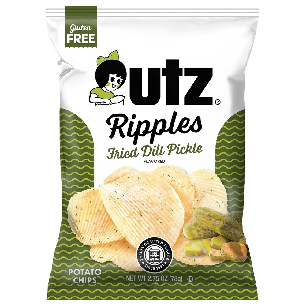 image:imageUtz Fried Dill Pickle Ripples Potato Chips 275 oz Bags 14 Count Tangy Dill Pickle Flavor with Thick Rippled Crunch Snack Pack for Lunches Parties and Everyday Snacking