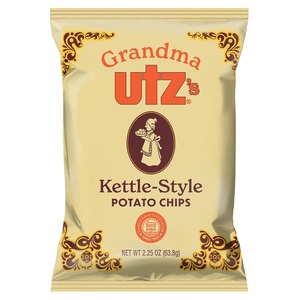 Utz Grandma Utz Kettle-Style Potato Chips, Original, 8oz Bags, 10 Count Case Pack – Old-Fashioned Potato Chips Cooked in Lard for Classic Flavor & Crunch(Classic)