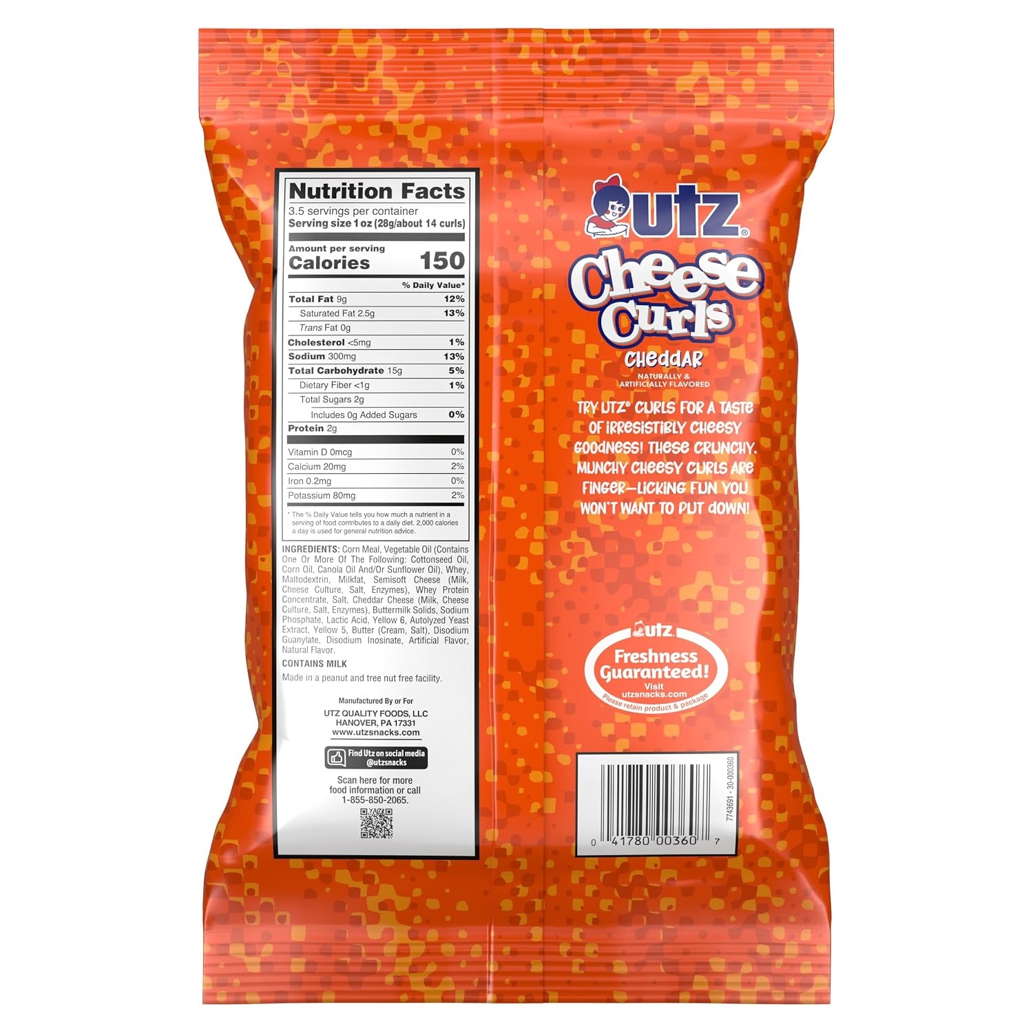 image:imageUtz Baked Cheese Curls 35 oz Bags 14 Count Light Crunchy and Cheesy Snack Pack Perfect for Lunches Parties and OntheGo Snacking